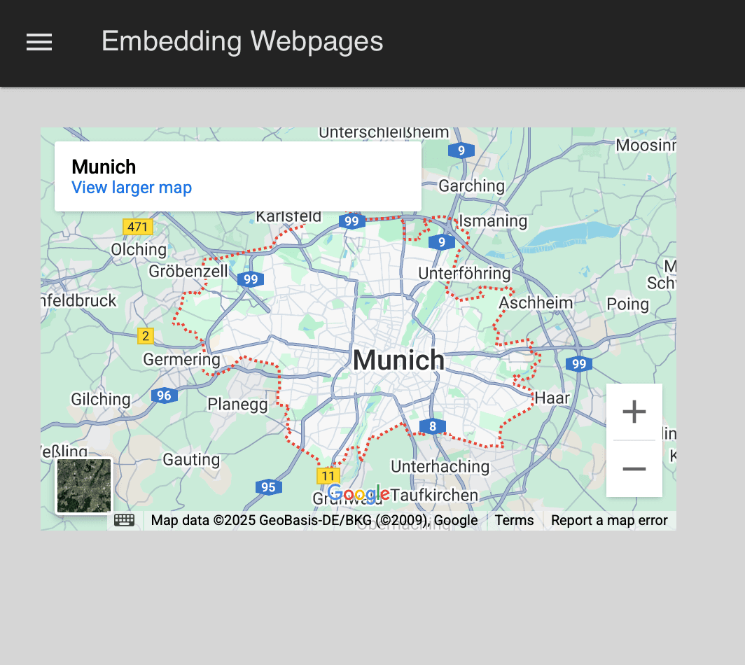 Google Map embedded in FlowFuse Dashboard